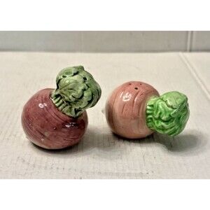 Vintage Fitz and Floyd Salt & Pepper Shakers Radish Vegetable Garden w/Stoppers